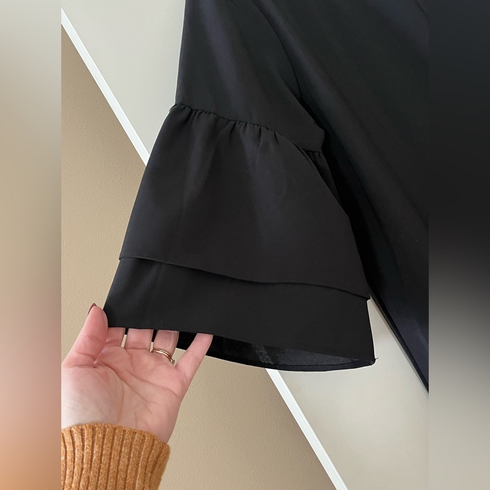 Cupshe Black Oversized Mini Dress with Ruffle Sleeve Women’s Medium/Large - Picture 3 of 14